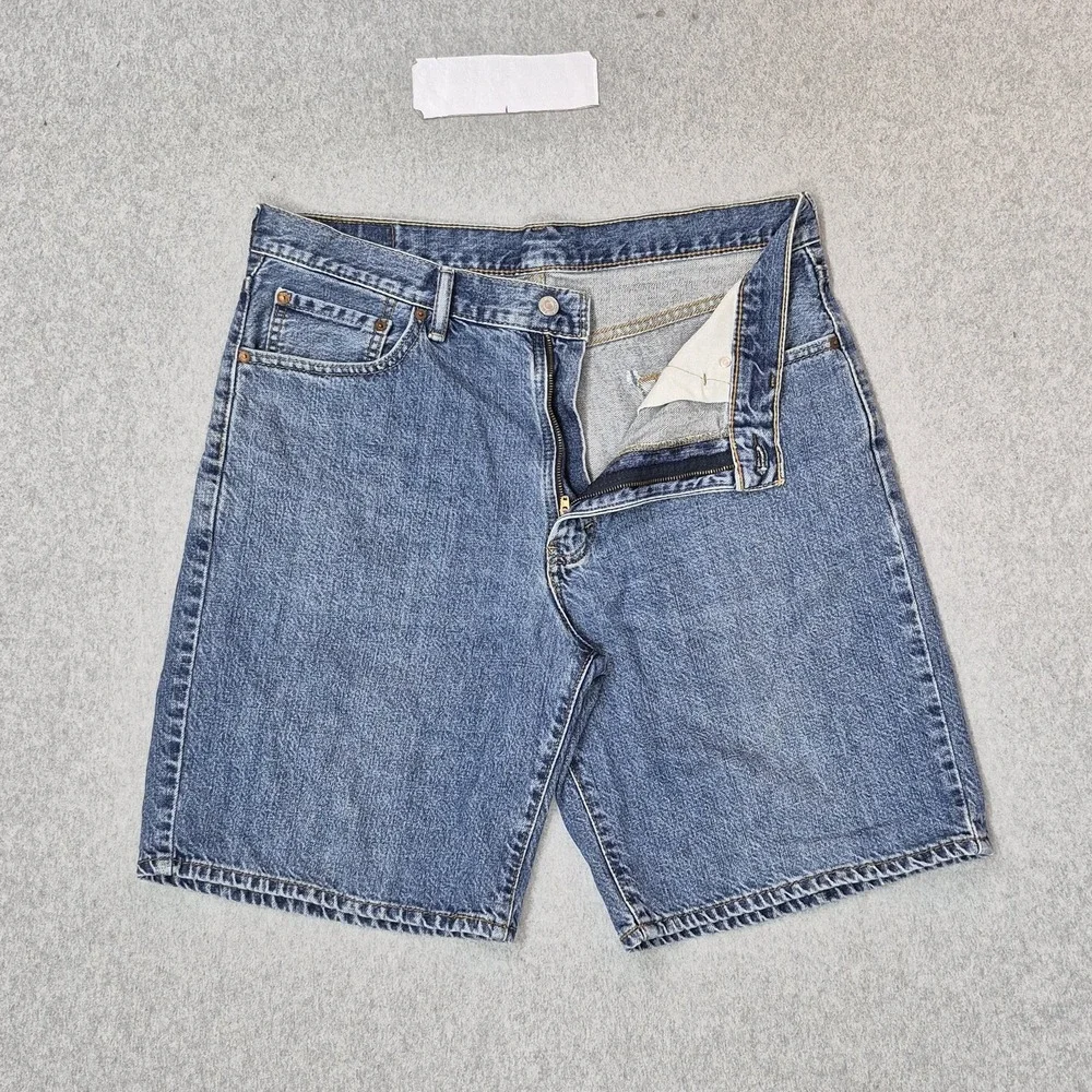Levi's 559 Men Shorts W36 Blue Denim Khakis Relaxed Fit Button 9